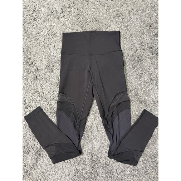 lululemon athletica Pants - Lululemon‎ Seek The Heat Leggings Womens 4 Black Mesh Athleticwear Gymwear Yoga